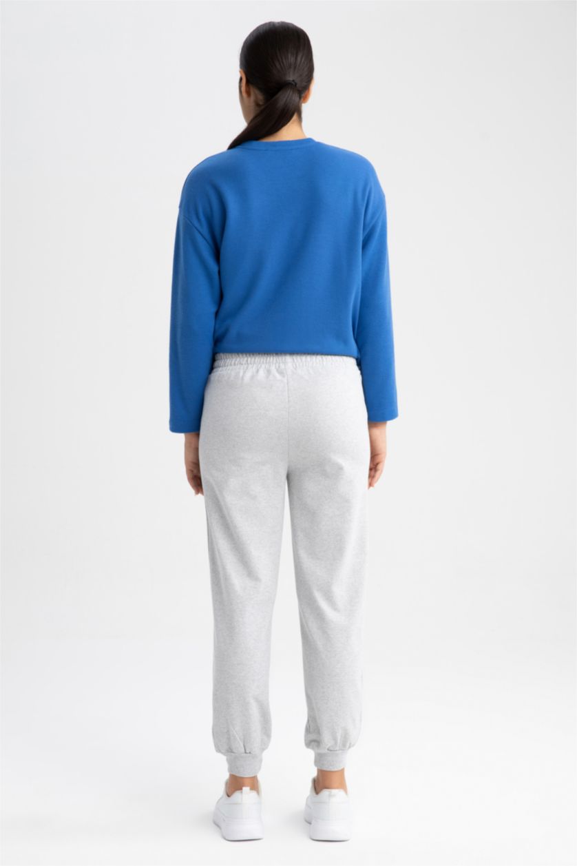 نساء ميلانج رمادي Relax Fit Thin Sweatshirt Fabric Trousers