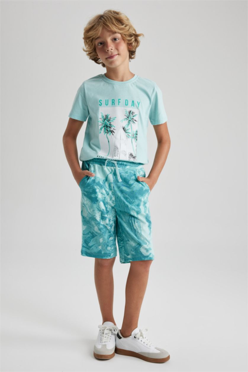 GARÇONS Turquoise Short Garçon Coupe Regular En Coton Peigné