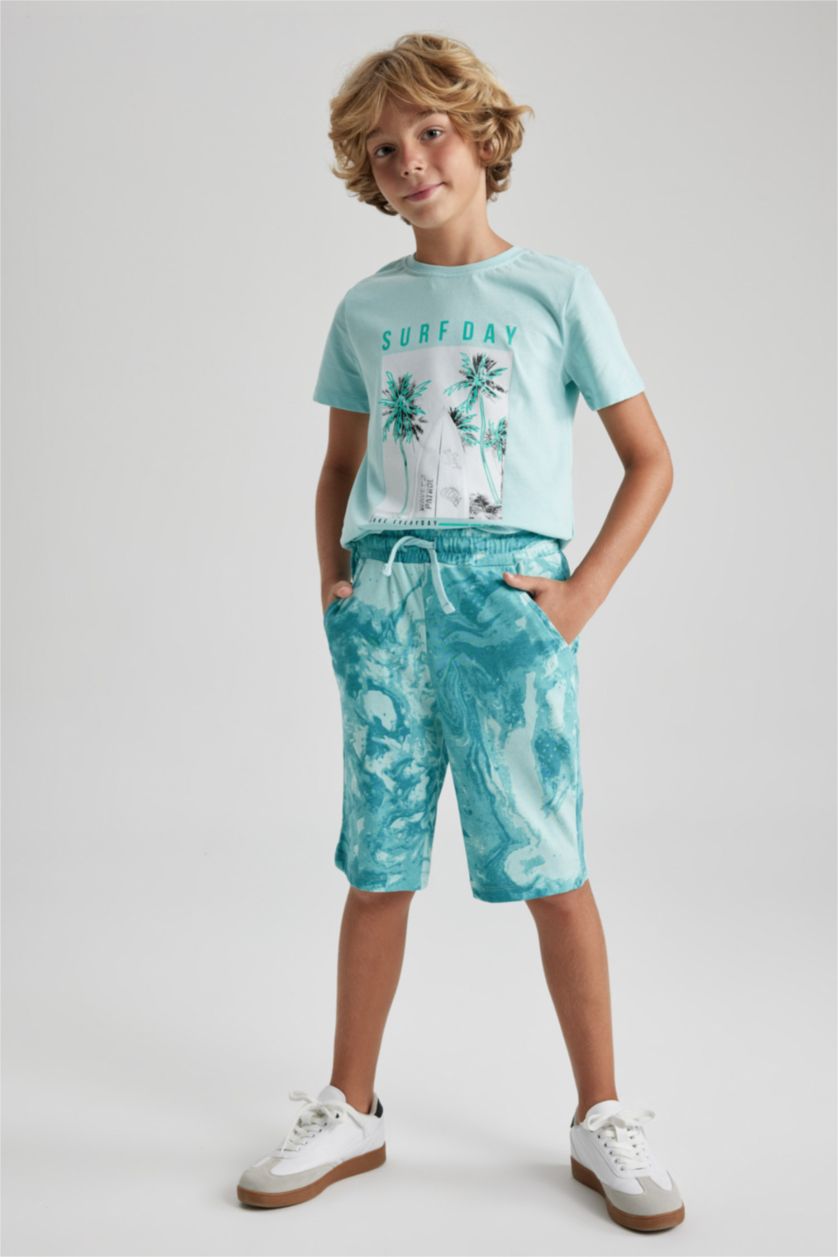 GARÇONS Turquoise Short Garçon Coupe Regular En Coton Peigné