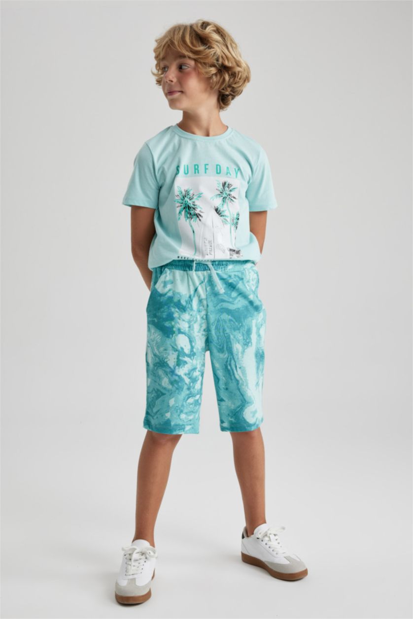GARÇONS Turquoise Short Garçon Coupe Regular En Coton Peigné
