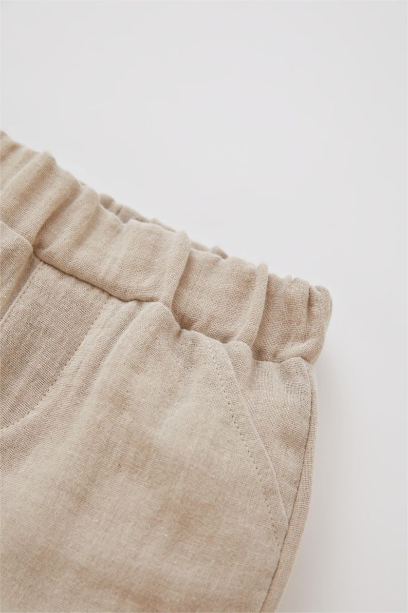 BABY BOY Light Stone Baby Boy Regular Fit Elastic Band Basic Shorts