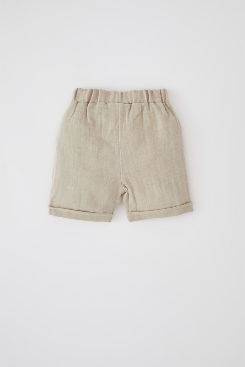 BABY BOY Light Stone Baby Boy Regular Fit Elastic Band Basic Shorts