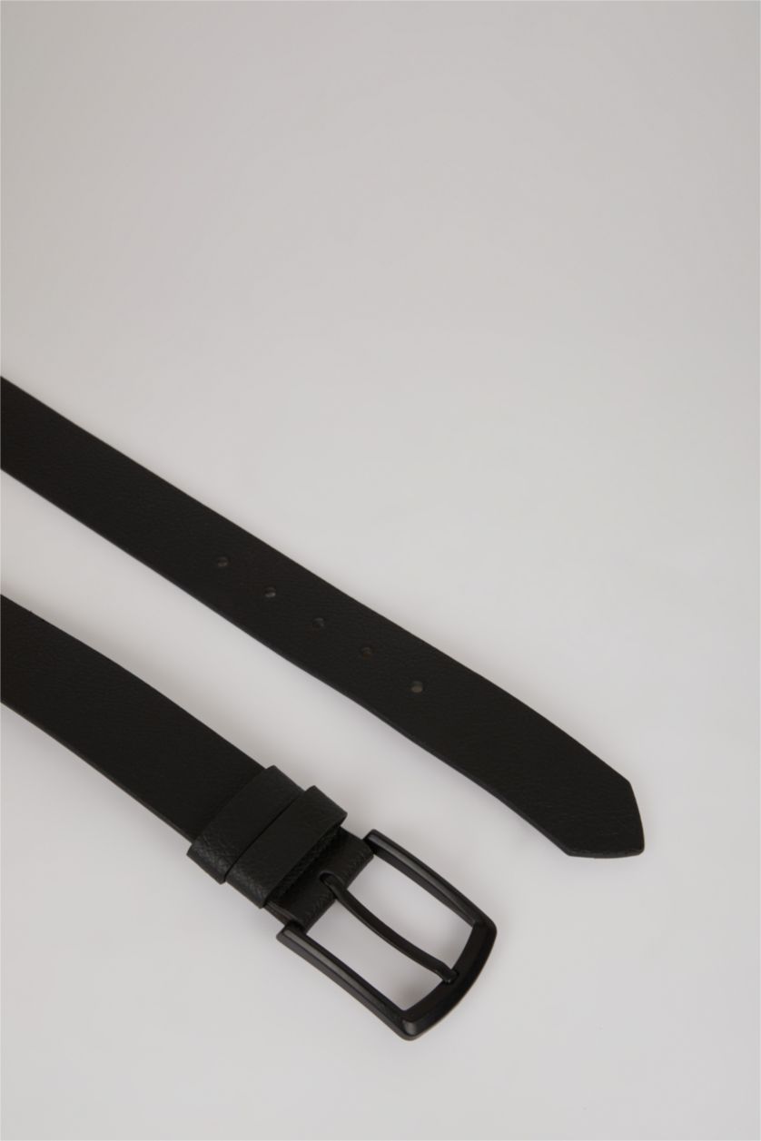 رجالي أسود حزام رجالي جلد صناعي بمشبك مستطيل