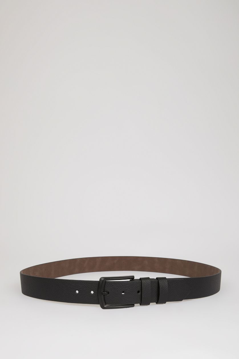 رجالي أسود حزام رجالي جلد صناعي بمشبك مستطيل