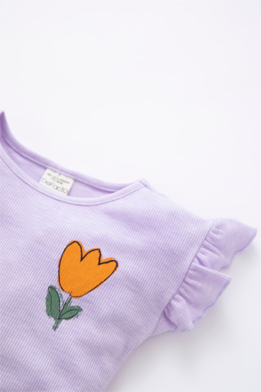 BABY GIRL Light Lilac Regular Fit Flower Short Sleeve T-Shirt