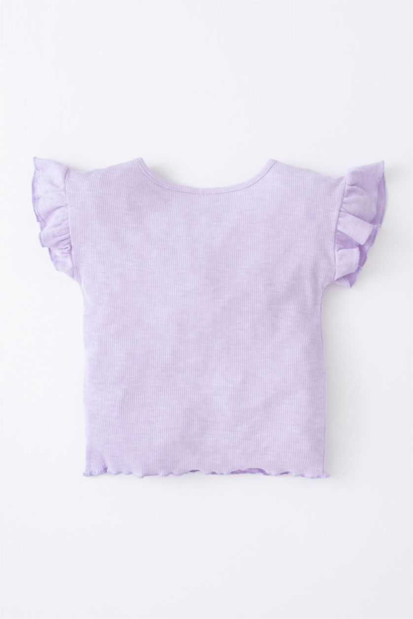 BABY GIRL Light Lilac Regular Fit Flower Short Sleeve T-Shirt