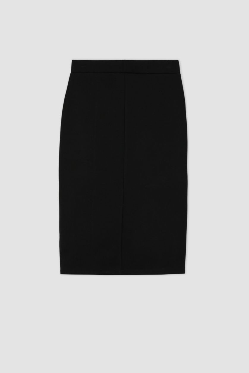 نساء أسود تنورة ميدي تنورة بنسل بخصر عادي