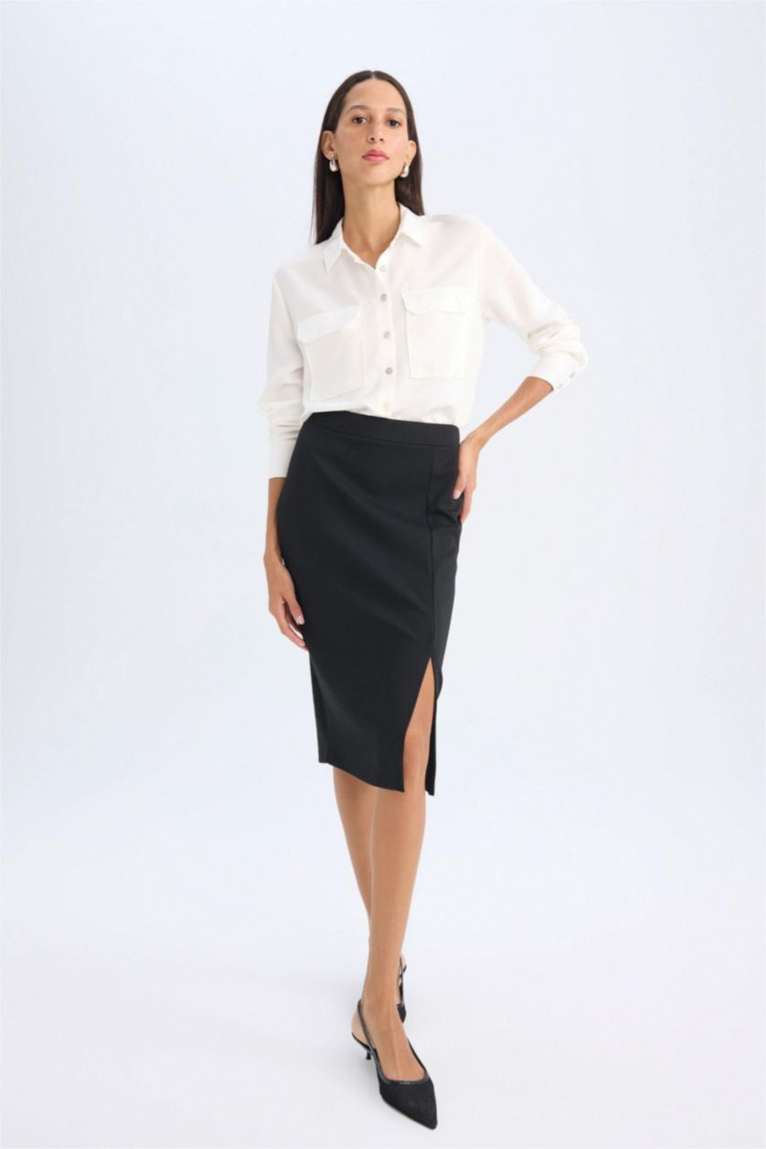 نساء أسود Pencil Skirt Midi