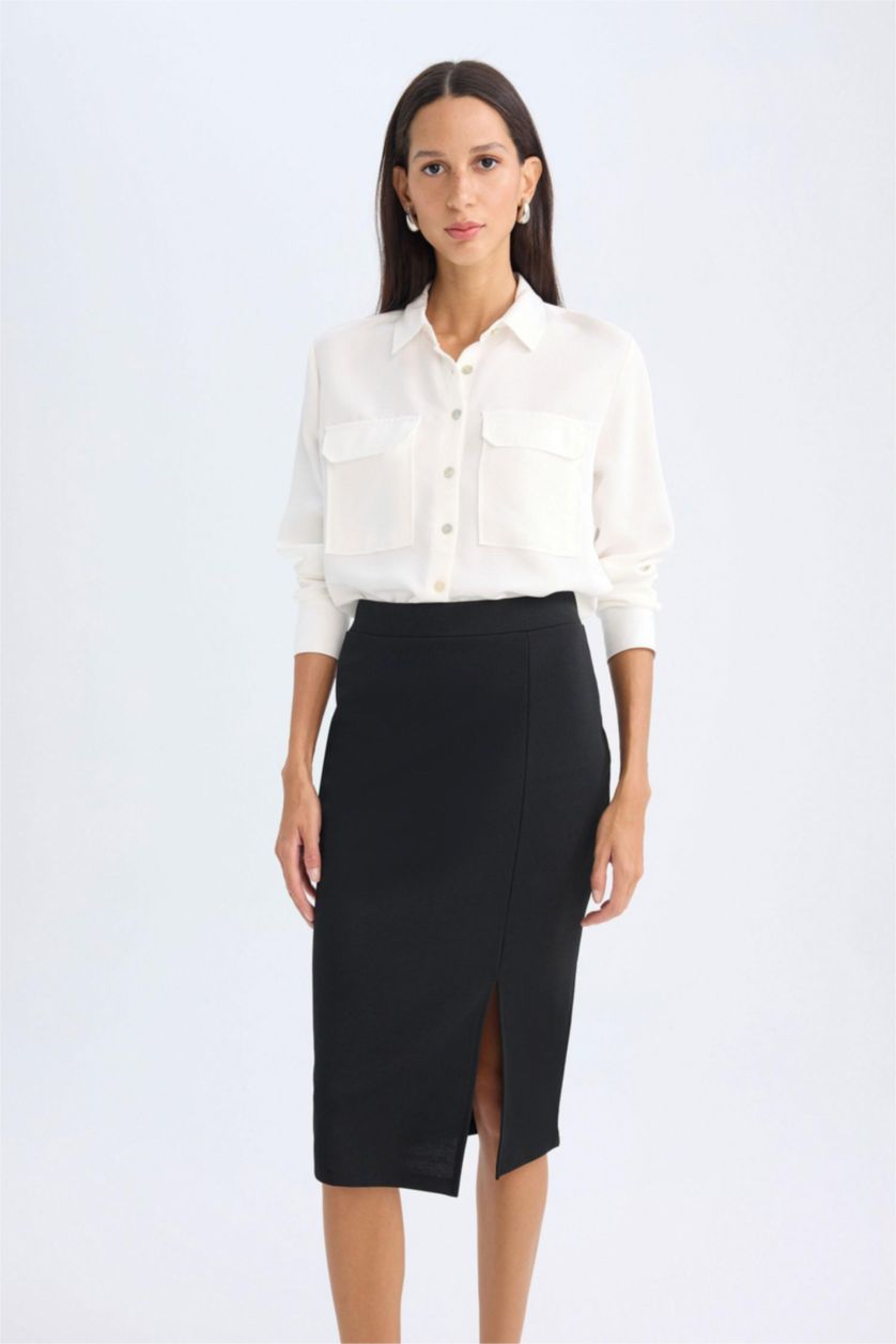 نساء أسود Pencil Skirt Midi