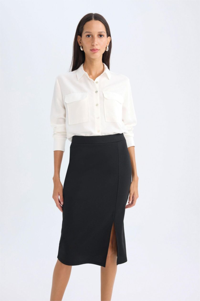 نساء أسود Pencil Skirt Midi