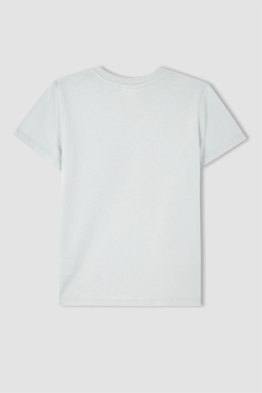 Мальчики и подростки Светло-серый Футболка с коротким рукавом с принтом для мальчиков