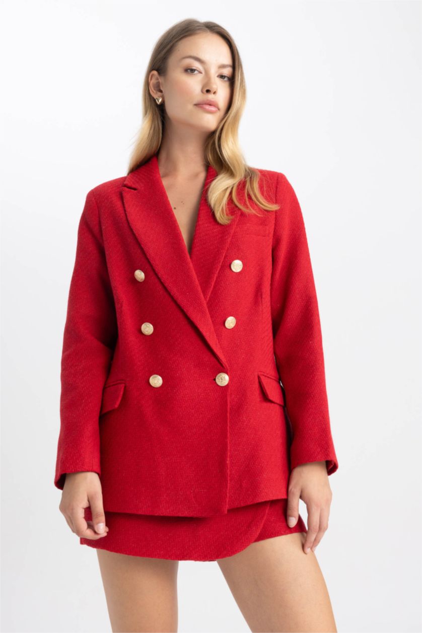 FEMME Rouge Blazer Coupe Oversize Manche Longue