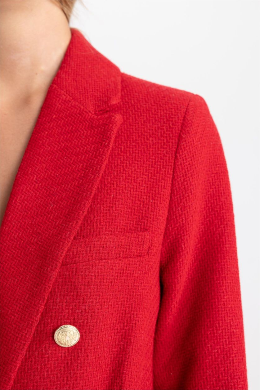 FEMME Rouge Blazer Coupe Oversize Manche Longue