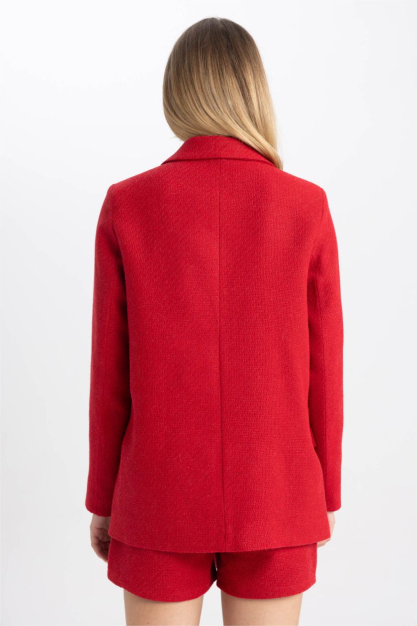 FEMME Rouge Blazer Coupe Oversize Manche Longue