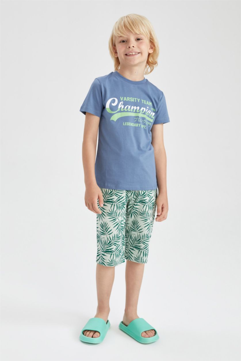 GARÇONS Bleu Short long coupe régulière en tissu fin pour garçon