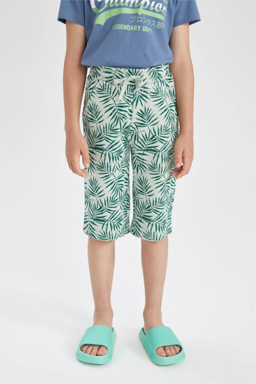 GARÇONS Bleu Short long coupe régulière en tissu fin pour garçon