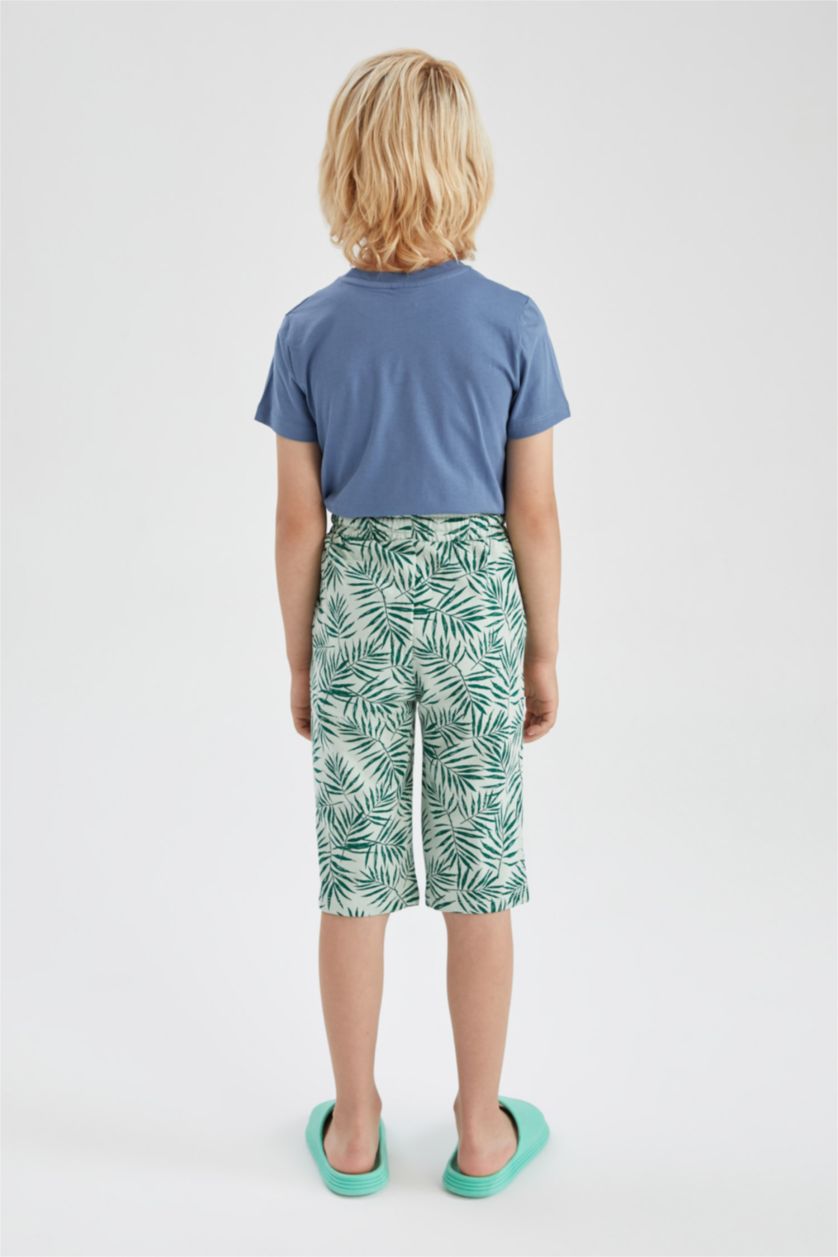 GARÇONS Bleu Short long coupe régulière en tissu fin pour garçon