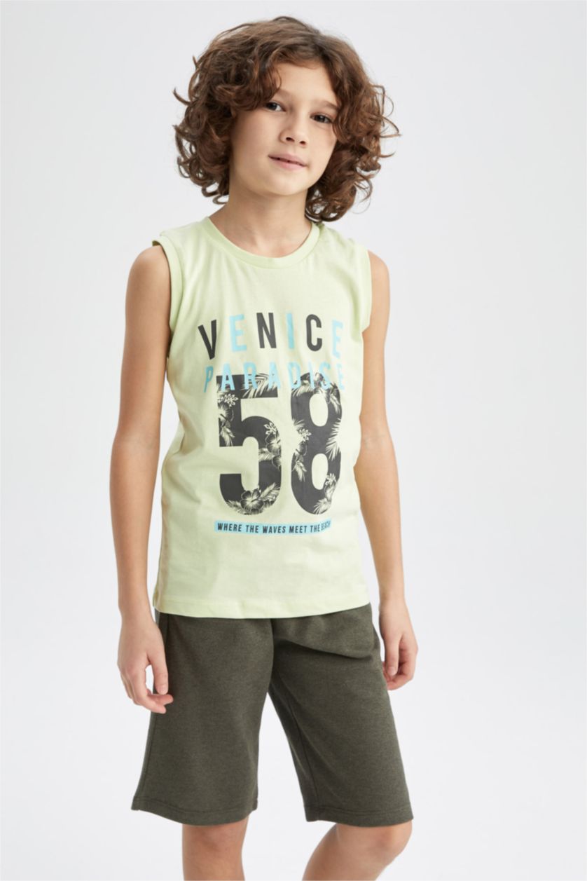 أولاد كاكي شورت طويل ولادي بقصة عادية من القماش الرقيق