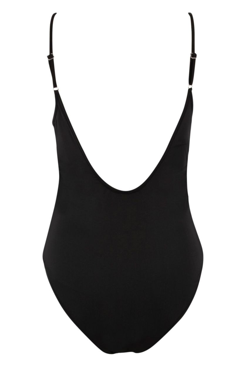 WOMAN Black Regular Fit Slogan Swimsuit