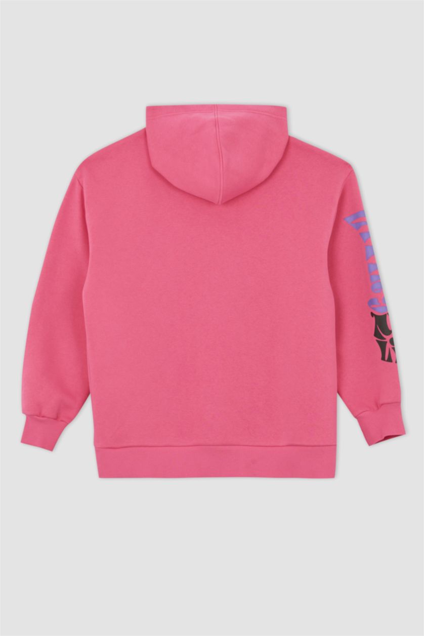 FEMME Rose Foncé Cool Oversize Fit Sweat-shirt en tissu épais imprimé à col rond