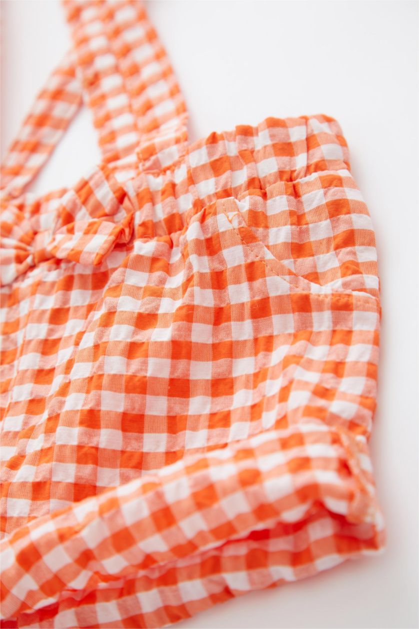 BÉBÉ FILLE Écru Ensemble En Tricot Col Ras Du Cou Vichy Manche Courte 2 BéBé Fille