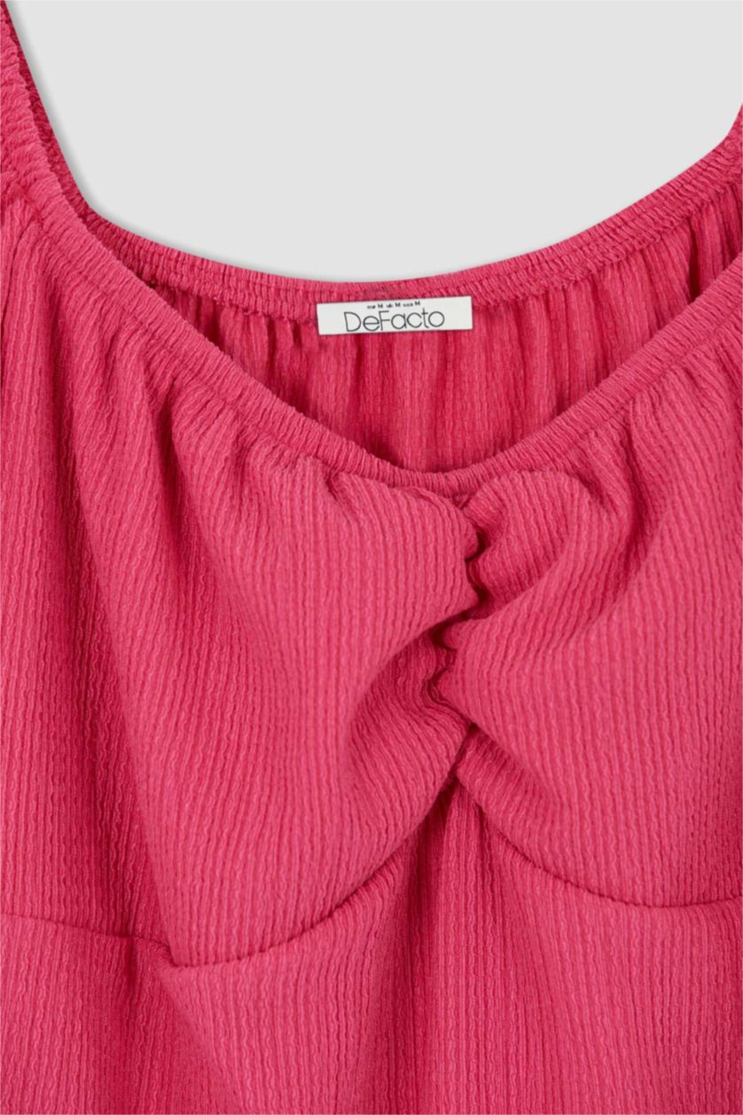 FEMME Rose Mini robe à col carré manches courtes coupe ajustée