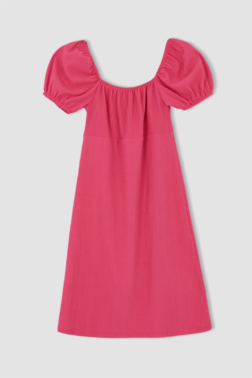 FEMME Rose Mini robe à col carré manches courtes coupe ajustée