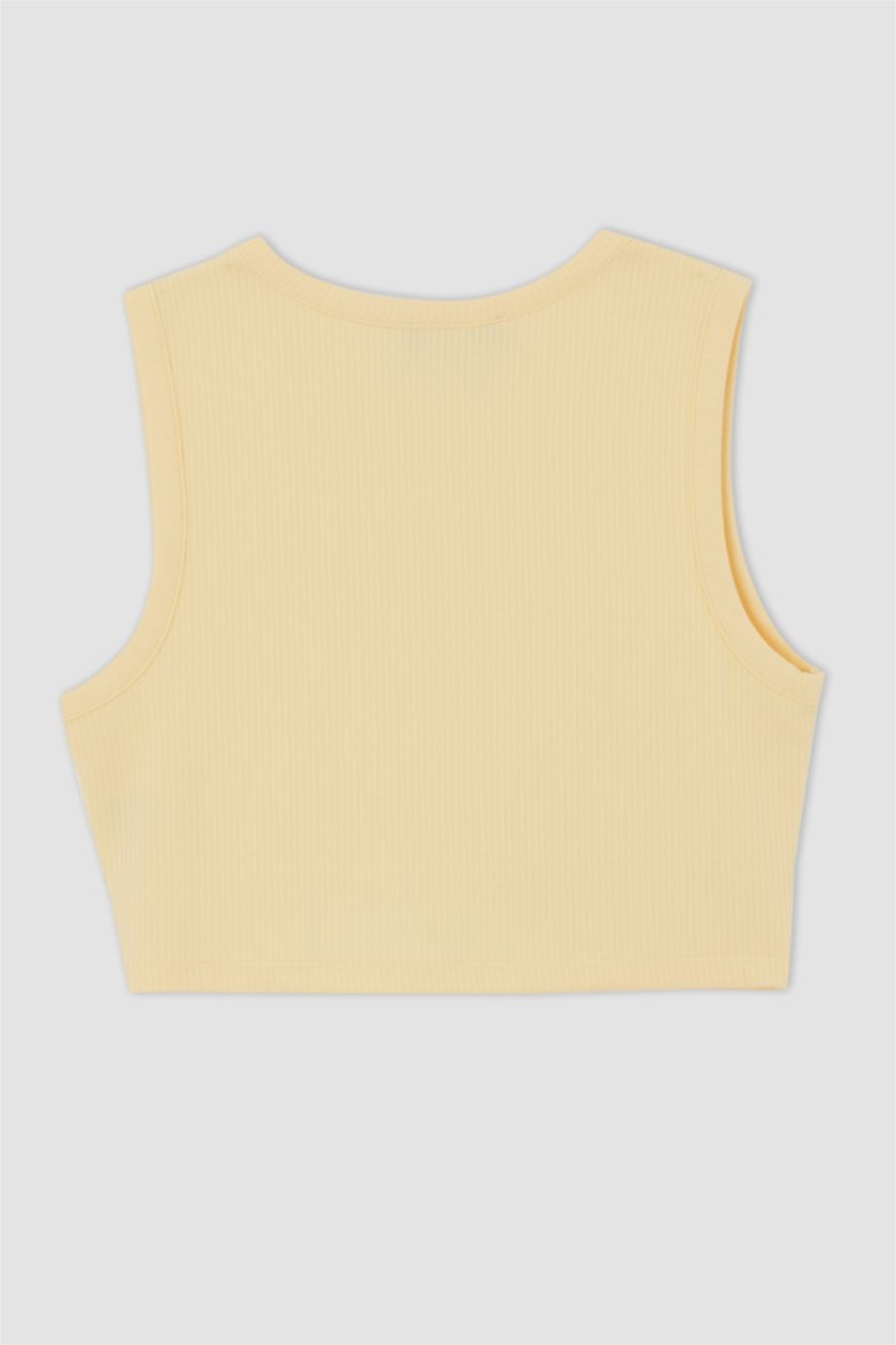 WOMAN Yellow Coool Fitted Halter Collar Rib Athlete