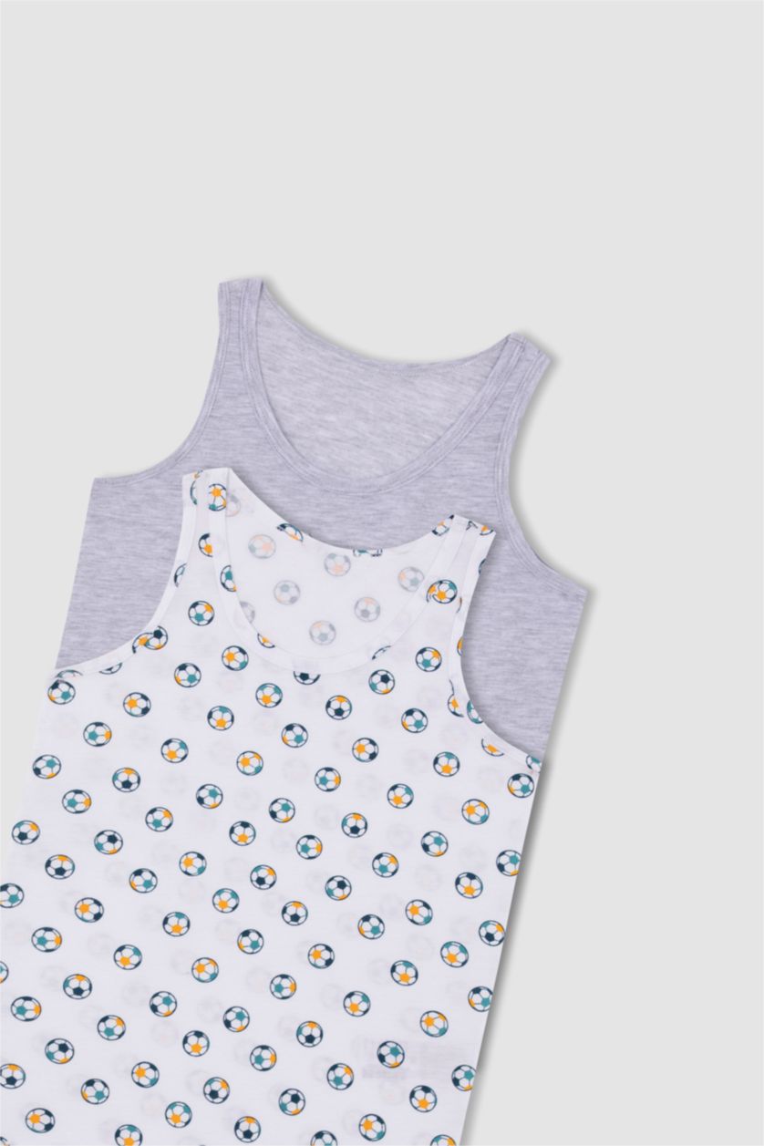 BOYS & TEENS Grey Melange تانك توب قصة عادية