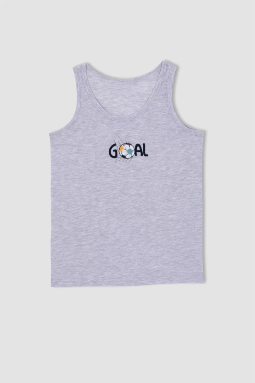 BOYS & TEENS Grey Melange تانك توب قصة عادية