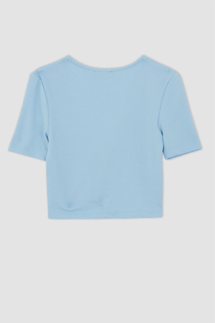 WOMAN Blue Slim Fit Short Sleeve T-Shirt