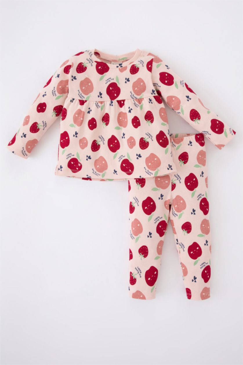 BABY GIRL Rose 2 piece Regular Fit Crew Neck Fruit Knitted Pyjamas