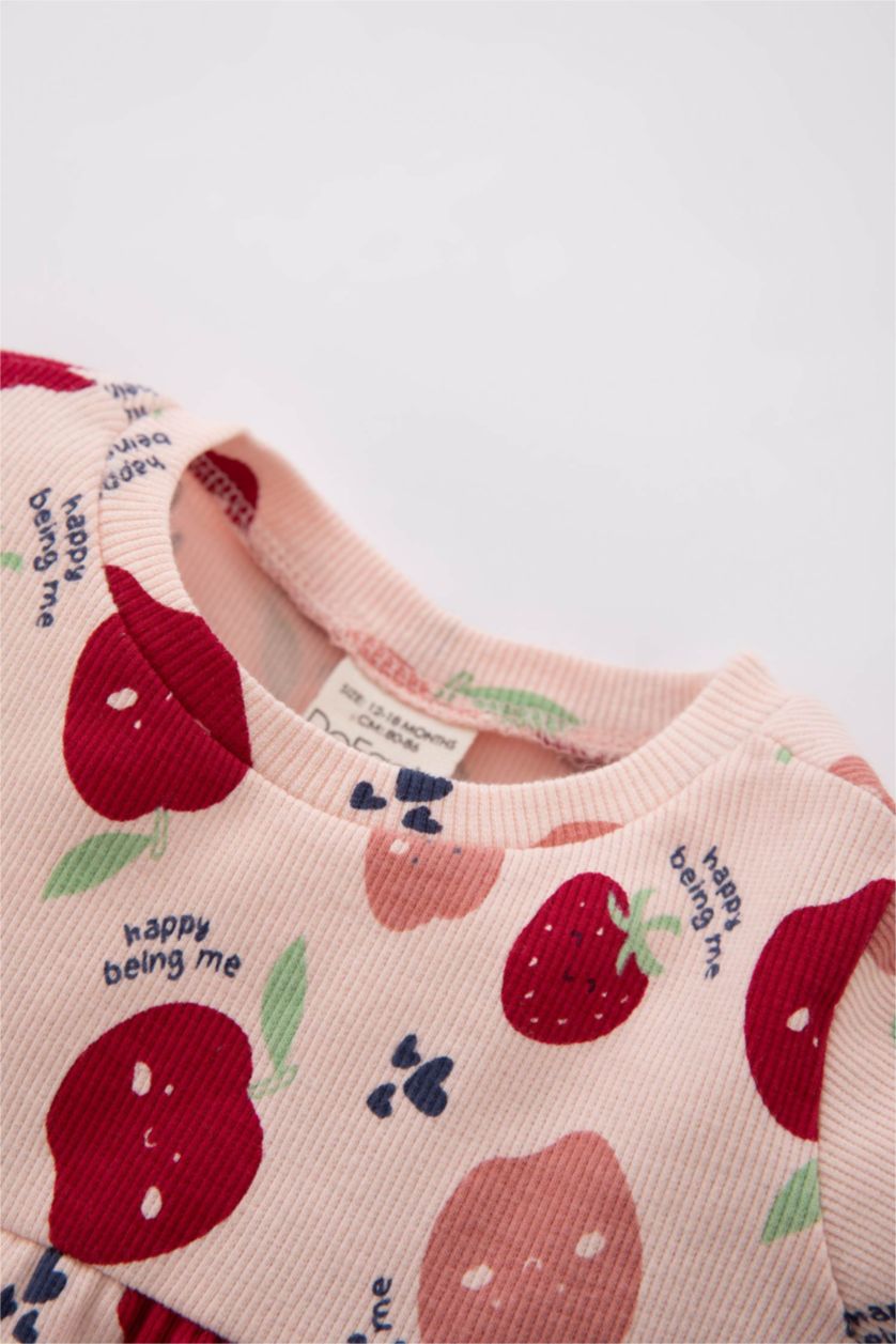BABY GIRL Rose 2 piece Regular Fit Crew Neck Fruit Knitted Pyjamas