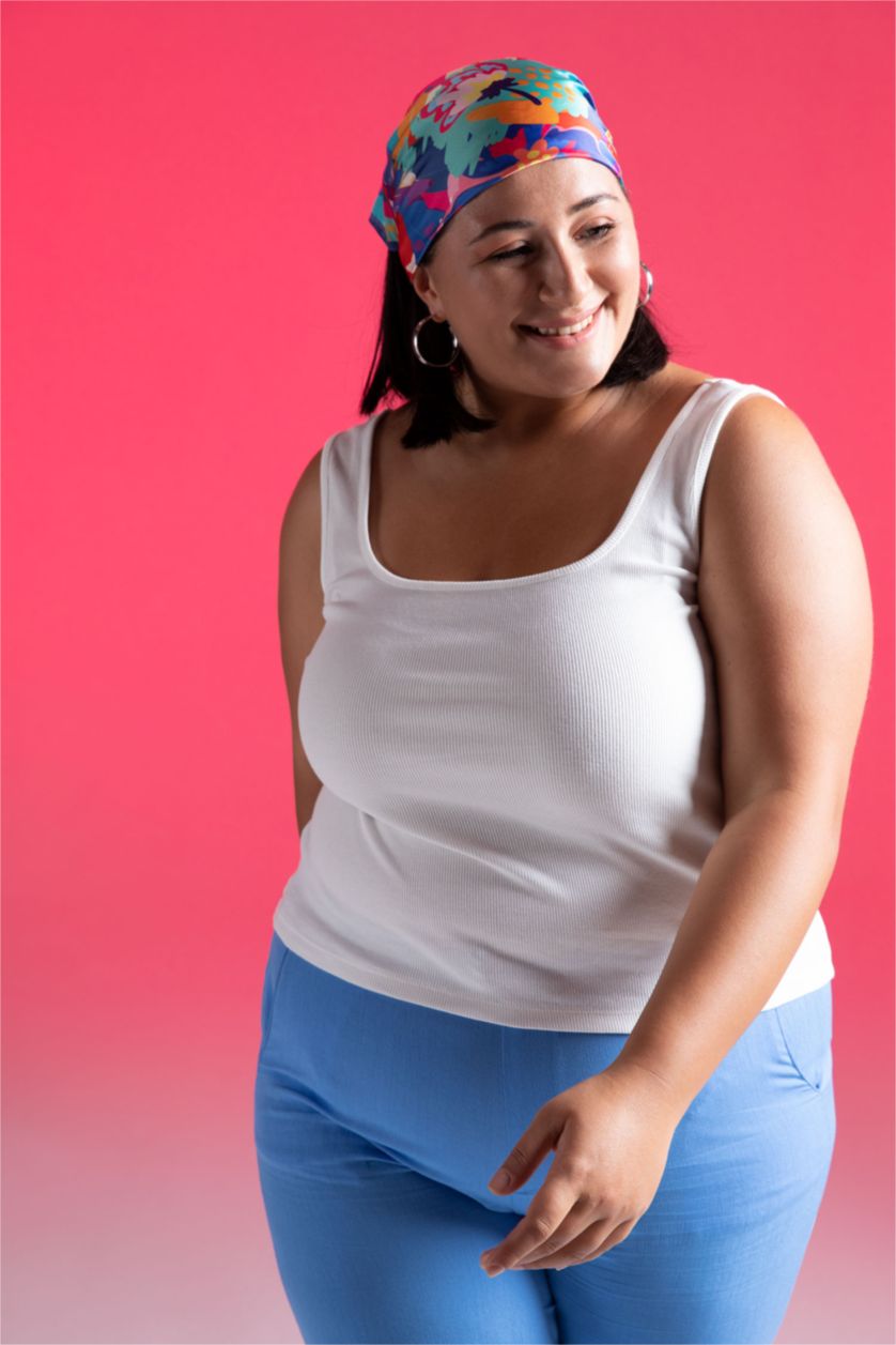 FEMME Écru Maillot De Corps Coupe Slim À Encolure Carrée