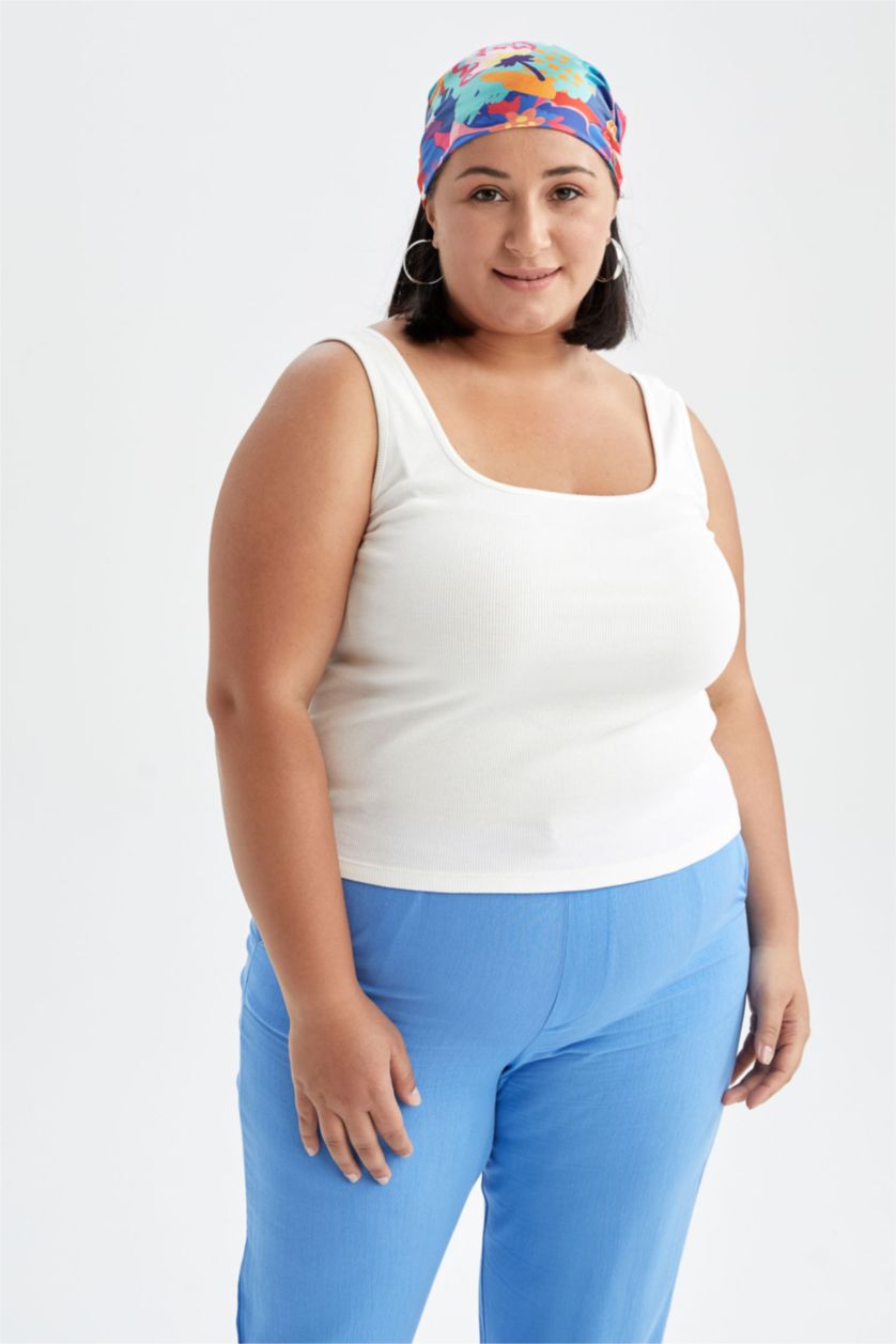 FEMME Écru Maillot De Corps Coupe Slim À Encolure Carrée