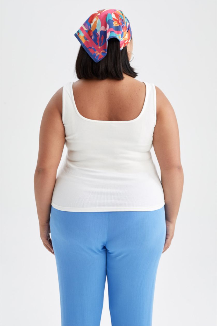 FEMME Écru Maillot De Corps Coupe Slim À Encolure Carrée