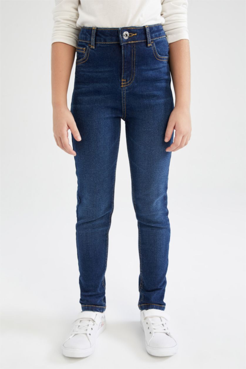 بناتي أزرق بنطلون جينز بناتي سكيني فيت بساق ضيق