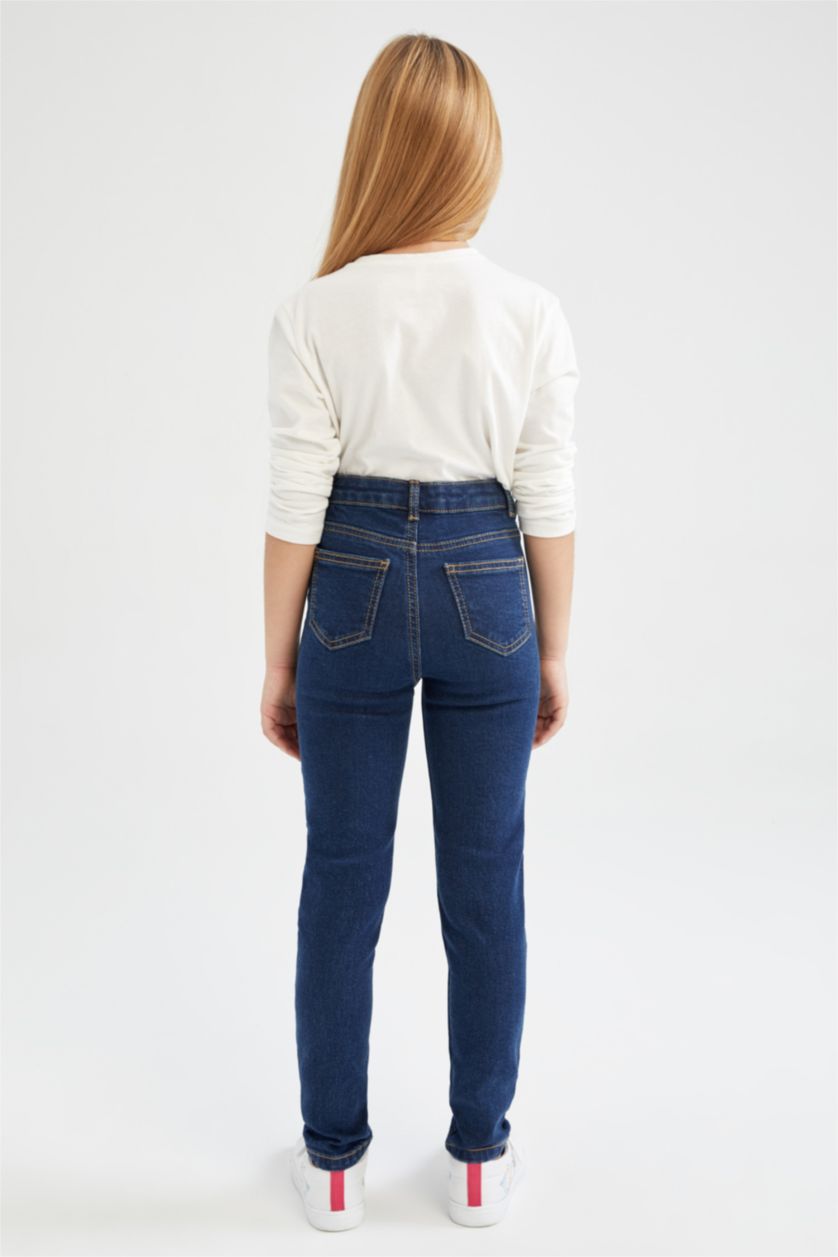 بناتي أزرق بنطلون جينز بناتي سكيني فيت بساق ضيق