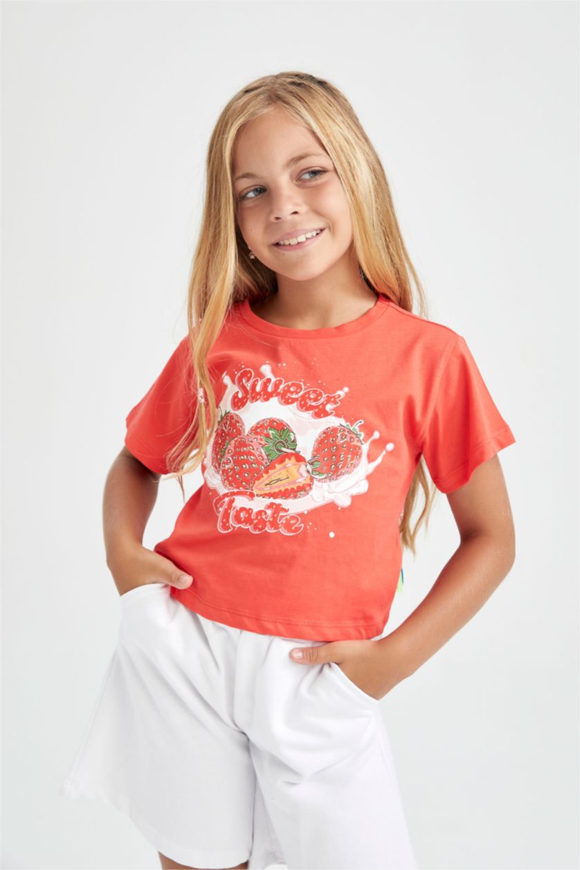 GIRLS & TEENS Light Red Regular Fit Short Sleeve T-Shirt