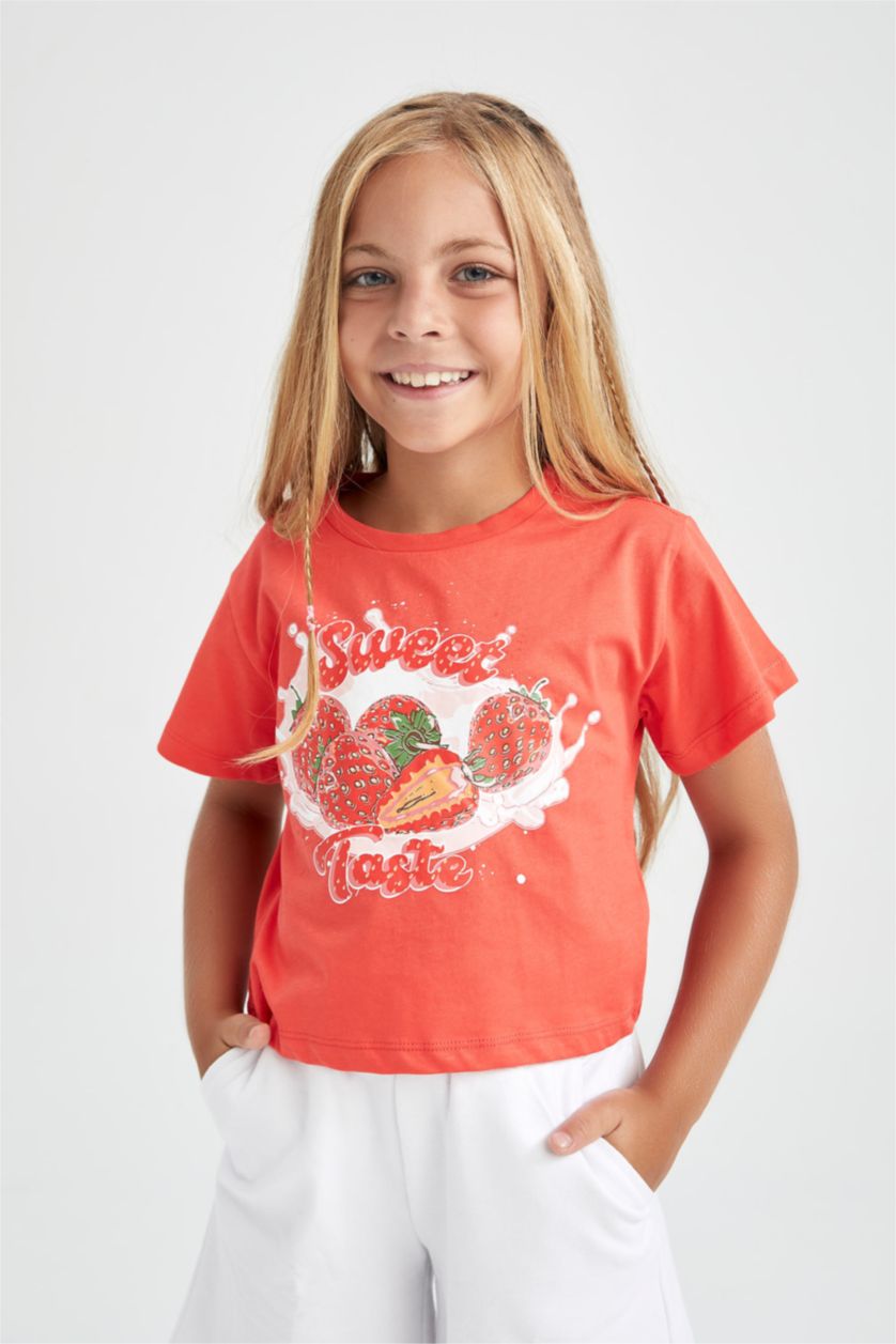 GIRLS & TEENS Light Red Regular Fit Short Sleeve T-Shirt