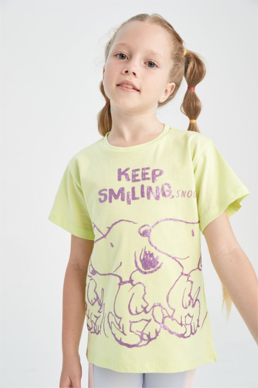 GIRLS & TEENS Light Yellow Regular Fit Snoopy Licensed Short Sleeve T-Shirt