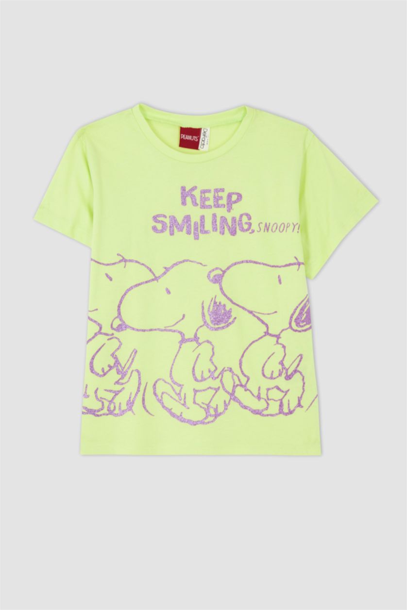 GIRLS & TEENS Light Yellow Regular Fit Snoopy Licensed Short Sleeve T-Shirt