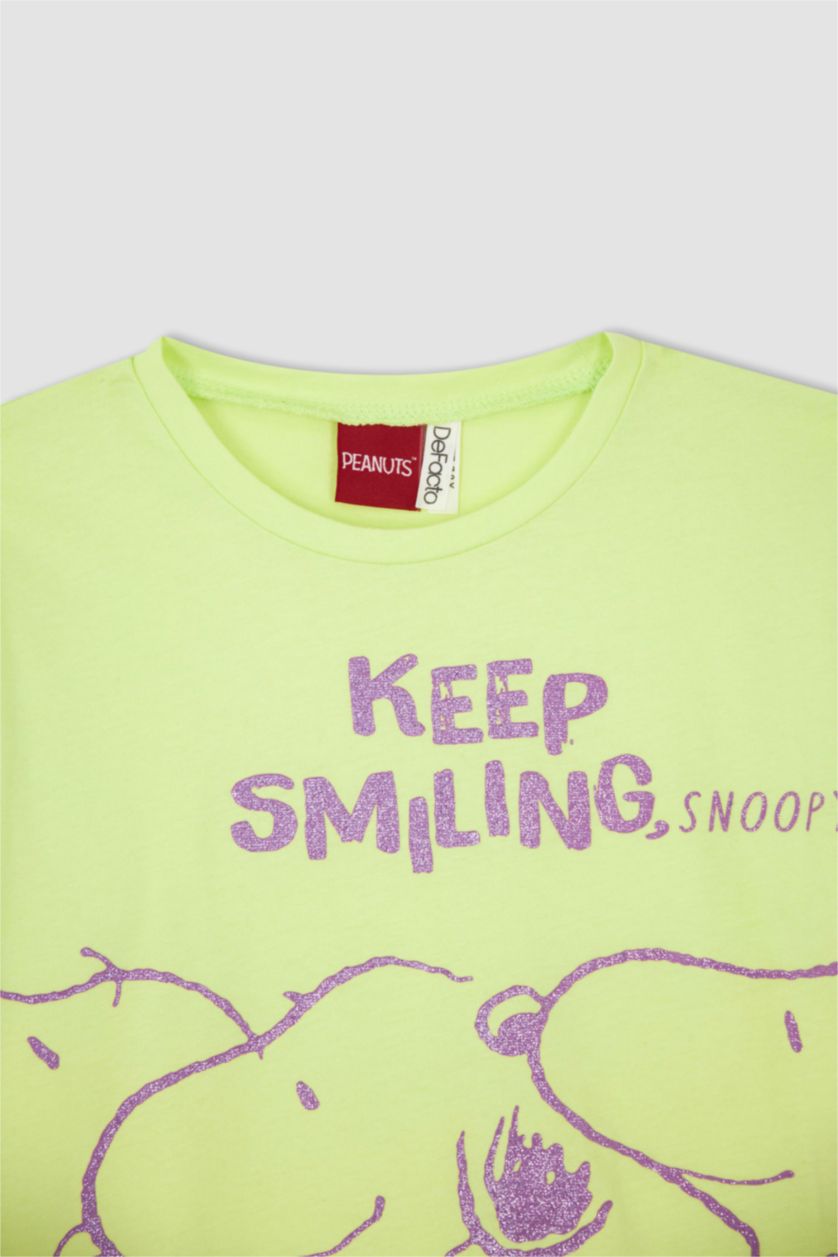 GIRLS & TEENS Light Yellow Regular Fit Snoopy Licensed Short Sleeve T-Shirt