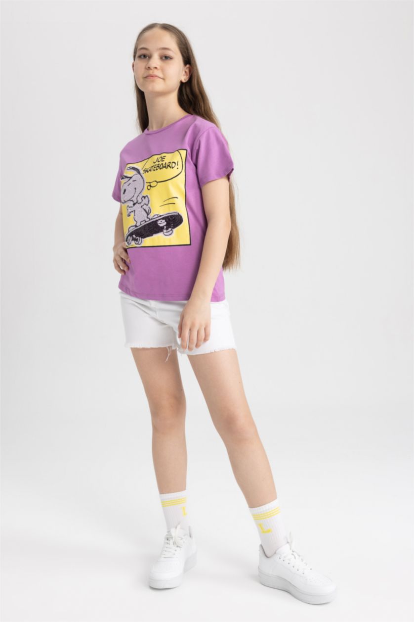 GIRLS & TEENS Pink Girl Snoopy Regular Fit Short Sleeve T-Shirt