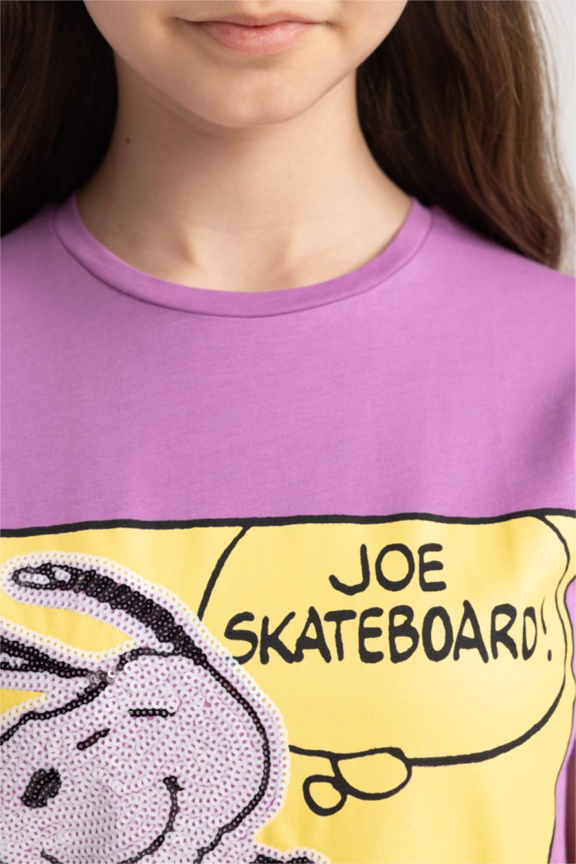 GIRLS & TEENS Pink Girl Snoopy Regular Fit Short Sleeve T-Shirt