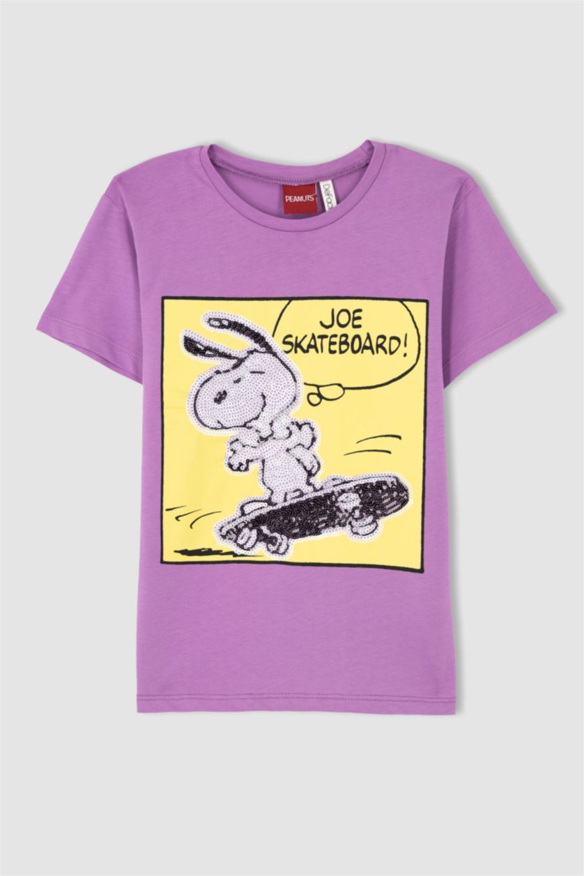 GIRLS & TEENS Pink Girl Snoopy Regular Fit Short Sleeve T-Shirt