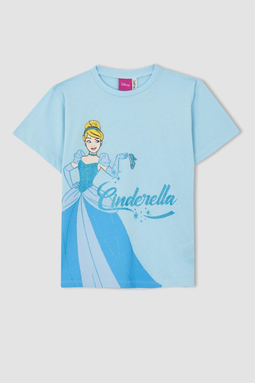 GIRLS & TEENS Light Turquoise Regular Fit Disney Princess Licensed Short Sleeve T-Shirt