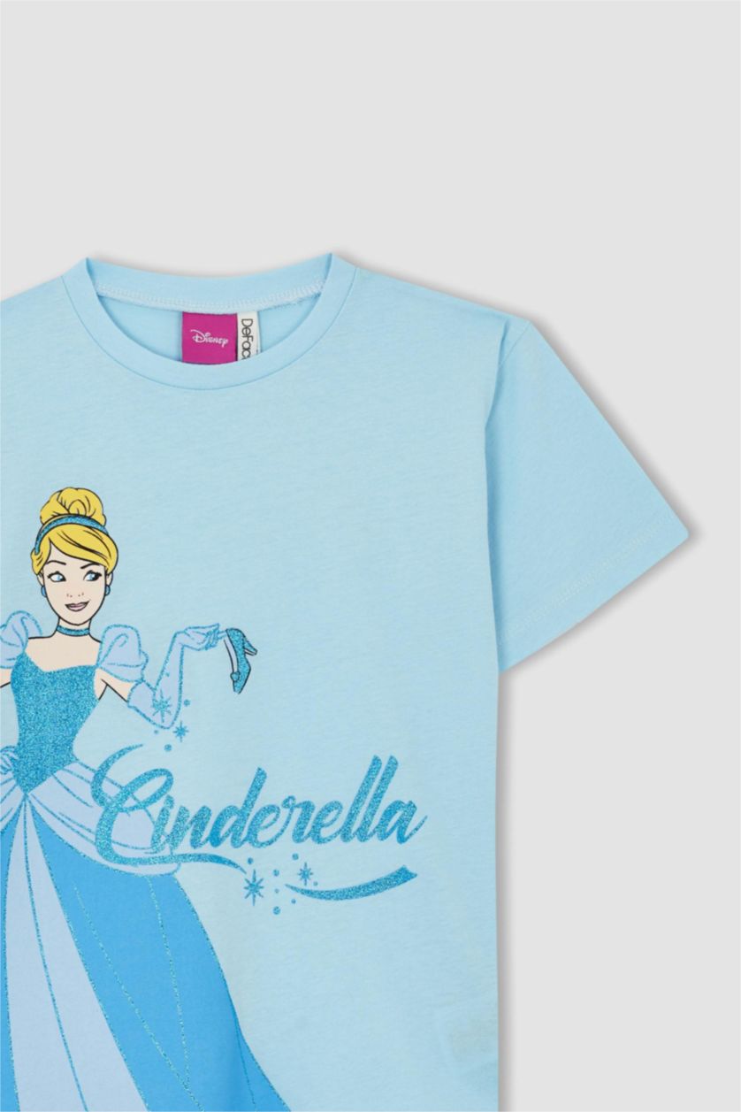 GIRLS & TEENS Light Turquoise Regular Fit Disney Princess Licensed Short Sleeve T-Shirt