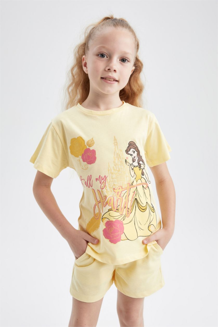 GIRLS & TEENS Light Yellow Regular Fit Disney Princess Licensed Short Sleeve T-Shirt