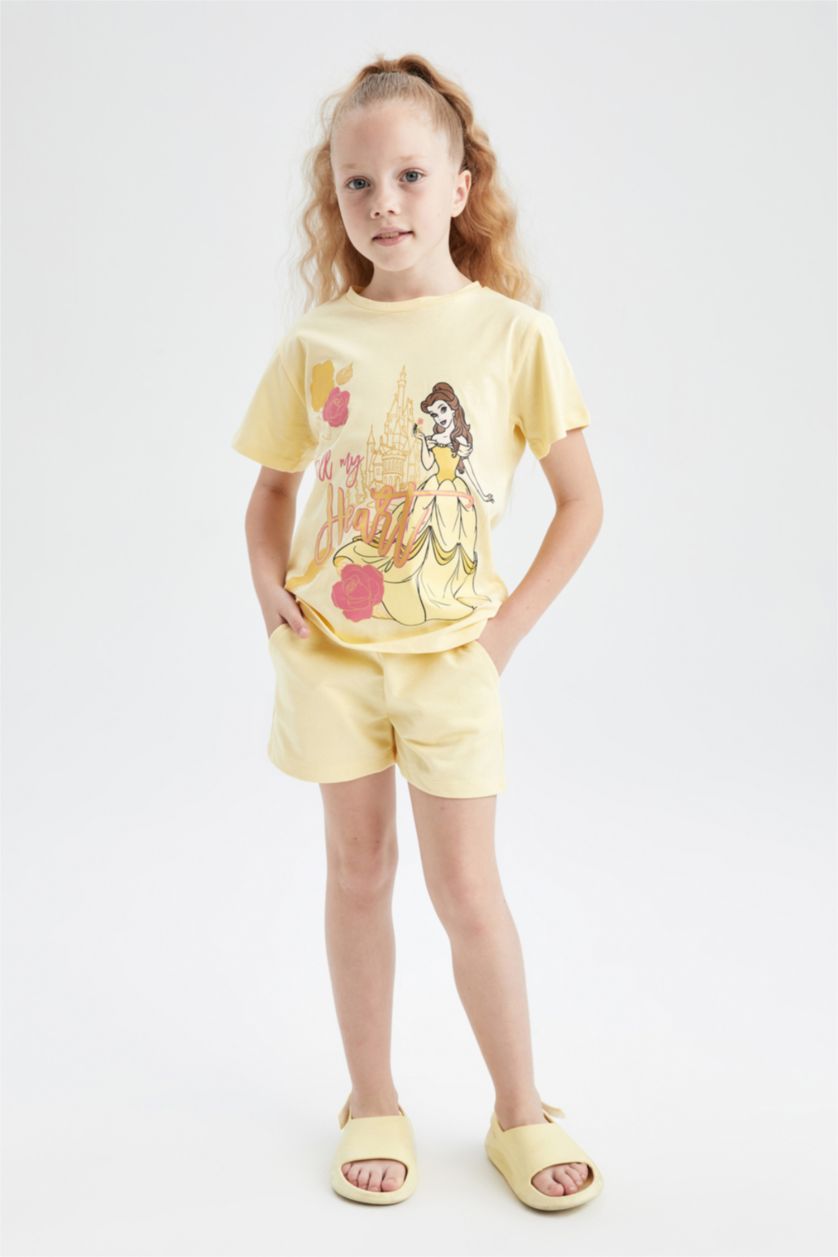 GIRLS & TEENS Light Yellow Regular Fit Disney Princess Licensed Short Sleeve T-Shirt